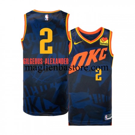 Maglia NBA Oklahoma City Thunder Shai Gilgeous-Alexander 2 Nike 2023-2024 City Edition Navy Swingman - Uomo
